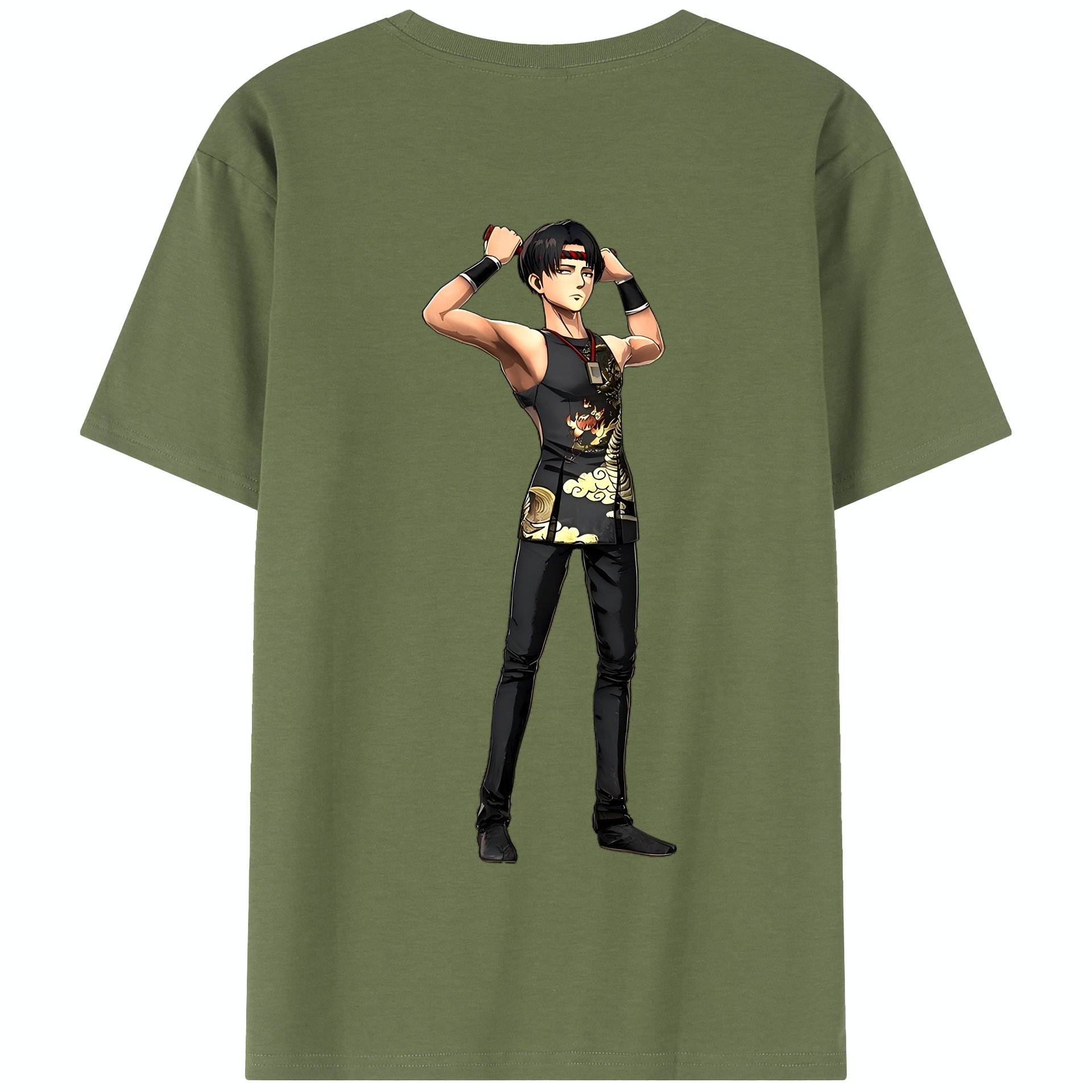 （画像用） 進撃の巨人 リヴァイ·アッカーマン Attack on Titan Levi Ackerman 綿100％半袖Tシャツ（背面プリント）